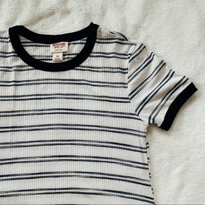 Navy Blue & White Striped Dress